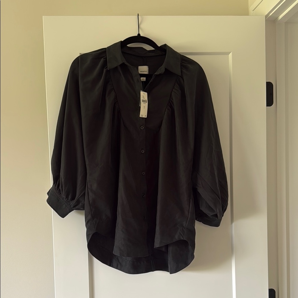 Maeve Black Button Down Blouse